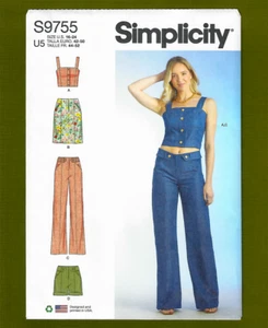 Summer Crop Top Skirt Shorts Pants Sewing Pattern (Sizes 16-24) Simplicity 9755 - Picture 1 of 7