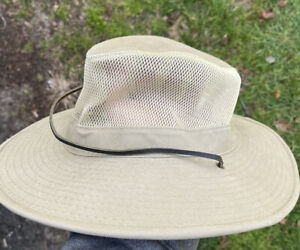 DORFMAN PACIFIC Headwear Men’s Bucket Hat Size Large Khaki Tan Mesh Fishermen