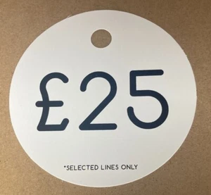 £25 Selected lines only Price Tag / Sale Shop Tags / Price Ticket - Picture 1 of 4