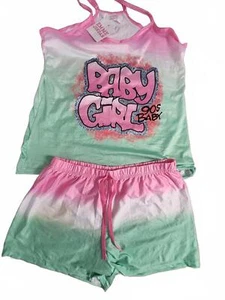 90s Baby Girl Graphic Sleep Set - Soft Green and Pink, Size Xl * New* - Picture 1 of 1