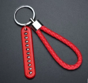 Stylish Car PU Leather Keychain Anti-Lost Keyfob Gift Plate Nr.  Keyring - RED - Picture 1 of 4