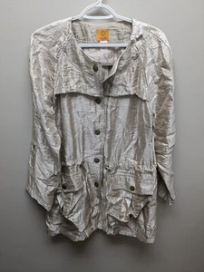 Ruby Rd. Sz 12 Gold Metallic Lightweight Jacket Snap Front Drawstring Waist - Picture 1 of 5