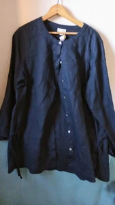 J. Jill Love Linen Navy Tunic Top Mother Of Pearl Buttons New Wot Large Lovely - Picture 1 of 7