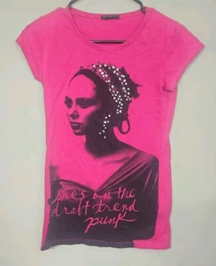 Sisley Short Sleeve Rhinestone T-shirt Woman's XS Pink 0797 - Picture 1 of 6