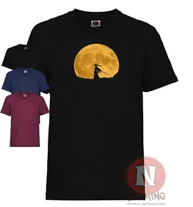 Anime Samurai warrior t-shirt children's kids tshirt Japanese moon silhouette - Picture 1 of 4