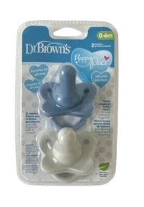 Dr Brown's Happy Paci 0-6m Pack of 2 Silicone Pacifiers -Blue/Gray 2Pk - Picture 1 of 3