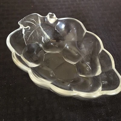 Leaf Grape Cluster Trinket-Candy Dish, Clear Heavy Glass by Studio Nova Japan - Image 1 of 4