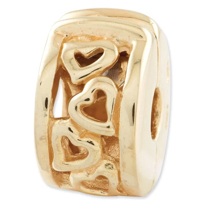 Klappbar Herzen Clip Perle .925 Sterling Silber & Vergoldet Reflection Beads - Bild 1 von 2