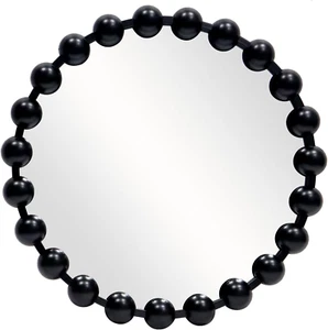 Round Black Mirror 20'', Spherical Frame round Mirror for Living Room, Beaded Mi - Picture 1 of 12
