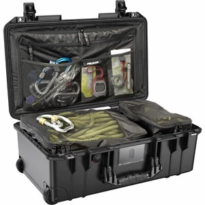 Black Pelican 1535 TRAVEL case w/ travel cubes / lid pouch,TSA locking latches. - Picture 1 of 4