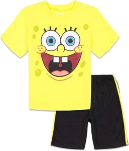 NICKELODEON SPONGEBOB SQUAREPANTS BOYS T-SHIRT SHORTS SET MESH 10-12 NEW - Picture 1 of 1