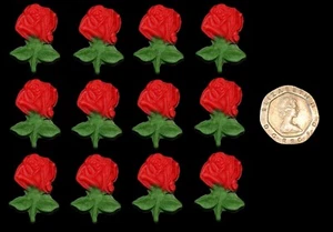 12 x essbare 3D Mini Rosen, Torte, Cupcake Topper Deko, viele Farben - Bild 1 von 28