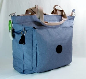 NWT Kipling FREEZIA 15" LAPTOP TOTE BAG "Perri Blue Woven" +  Bag Charm - Picture 1 of 21