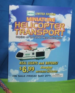 Vintage Hess Miniatur Hubschrauber Transport 2001 Kunststoff Display Werbeschild - Bild 1 von 5