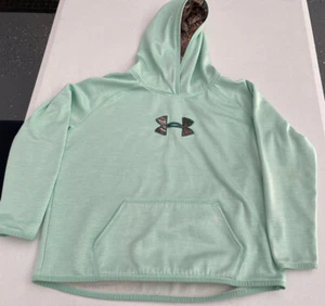 Sudadera con capucha para niñas Youth Mediun verde azulado bajo armadura - Imagen 1 de 5