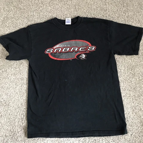 vtg Buffalo Sabres GoatHead T Shirt 90s Faded Y2k Black Red Silver White era Cover