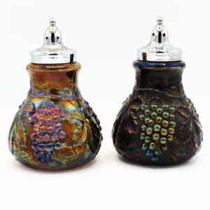 Juego de coctelera de sal y pimienta de vidrio de carnaval amatista y amatista imperial vintage - Imagen 1 de 6