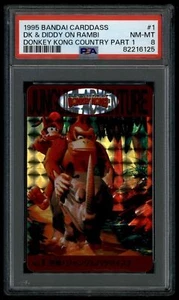 Donkey Kong Carddass Country 1 Diddy on Rambi 1995 Japanese Card PSA 8 82216125 - Picture 1 of 2