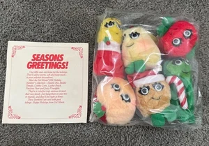 Set 6 Plush Del Monte Vegetable & Fruit Yumkins Christmas Ornaments 1991 ~ New - Picture 1 of 5