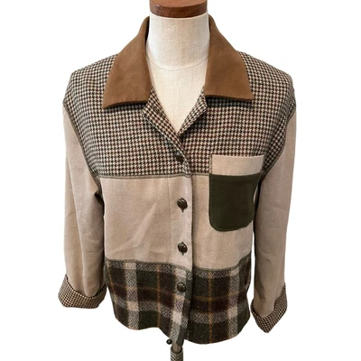 Stunning Doncaster Houndstooth Check Tweed Patchwork Jacket  - Image 1 of 4
