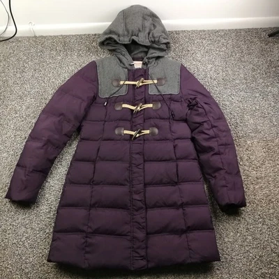 Anthropologie Cartonnier Coat Down Puffer Toggle Button Jacket Wool Purple Sz 4 - Image 1 of 4