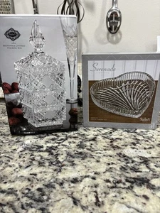 Shannon Crystal By Godinger - NIB - Brunswick Covered Stacking Box & Heart Tray - Picture 1 of 17