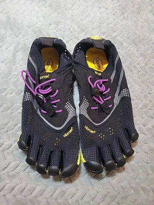 Tênis de corrida Vibram FiveFingers V-Run preto amarelo 16W3105 feminino 7-7.5  - Imagem 1 de 4