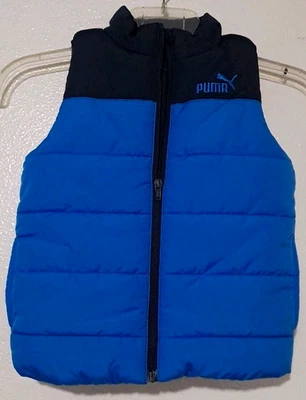 Chaleco acolchado Puma para niños talla XS 5/6 azul vibrante con logotipo bolsillos delanteros cremallera Foto 1 de 4