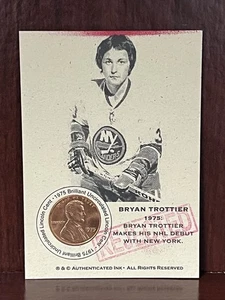 Bryan Trottier Authenticated Ink REJECTED 1975 - Uncirculated Lincoln Penny Card - Picture 1 of 7