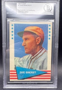 1961 Fleer Dave Bancroft (D. 1972) Signed Autographed Baseball Card Beckett BAS - Picture 1 of 4