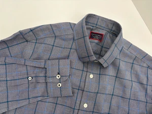 Untuckit Men's Plaid Gray & Blue Slim Fit Wrinkle Free Button Up Shirt, Large - Picture 1 of 7