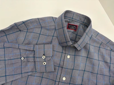 Untuckit Men's Plaid Gray & Blue Slim Fit Wrinkle Free Button Up Shirt, Large - Image 1 of 4