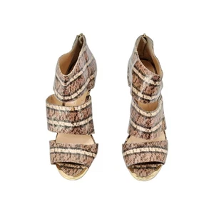 JESSICA SIMPSON 8.5 ELSBETH NATURAL STRIPE SNAKE PRINT OPEN TOE AS214 - Picture 1 of 6