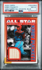 2025 Topps Serie 2 All Star Kirby Puckett Azul/150 Juego Usado Bat Relic PSA 8 - Imagen 1 de 2
