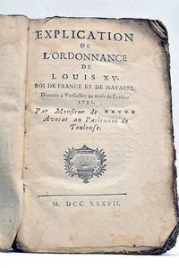 GIRARD EXPLICATION ORDONNANCE LOUIS XV DONATIONS TOULOUSE 1737 - Imagen 1 de 10