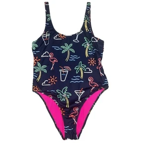 Chubbies Badeanzug Damen M CHEEKY Bikini Electric Avenue Neon Einteiler offen - Bild 1 von 8