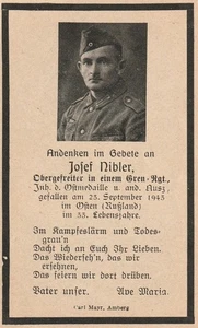 Deutsche WK II ( ORIGINAL ) Todeskarte - - Grenadier Regt - 1943 Russland - Bild 1 von 2