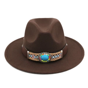 Kids Wide Brim Fedora Hat Children Boys Girls Felt Panama Cap with Wide Belt - Picture 1 of 24
