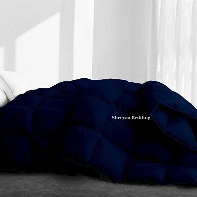 8 PCs Bedding Set (Comforter+Sheet Set+Duvet Set) 1000 TC 100% Cotton Navy Blue - Image 1 of 4