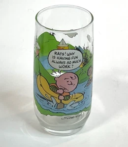Vintage Schulz Mcdonalds Camp Snoopy Glass Peanuts Charlie Brown Raft Lucy 1968 - Picture 1 of 8