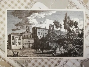 Ritaglio Enciclopedia G. Vasi Basilica Sant'Agnese Fuori le Mura ROMA - Picture 1 of 1