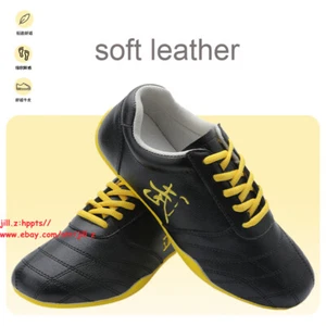 Kids Men's Leather Martial Arts Training Footwear Taekwondo Kung Fu TaiChi Shoes - Picture 1 of 26