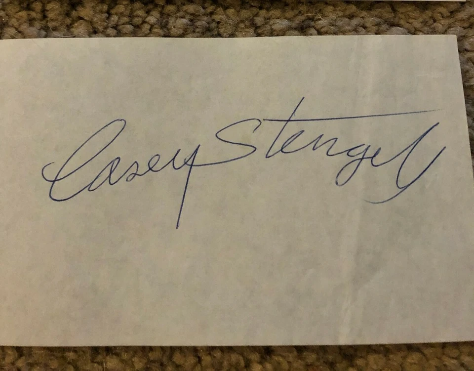 Casey Stengel Yankees autograph 3x5 cut on paper.  - Image 1 of 1