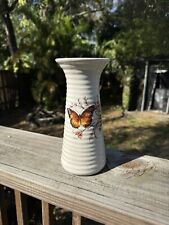 Vintage 70s 80s Treasure Craft USA Butterfly Crackled Vase