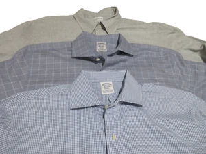 Lot of 3 Sz 16 1/2 34 Mens Brooks Brothers Check Regent Non Iron Blue XL Grey - Picture 1 of 21