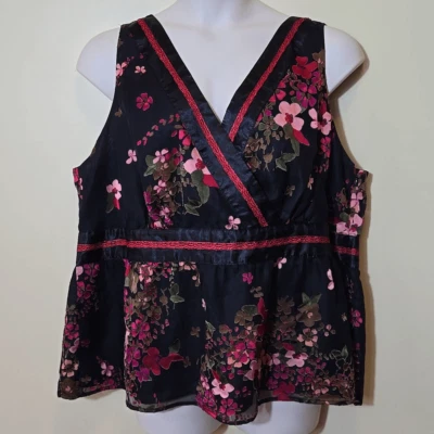 Top Lane Bryant Y2K Babydoll Floral Talla 28 Whimsigoth Satén Terciopelo Femenino  Foto 1 de 4