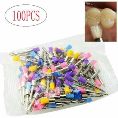 100PCS Dental Color Nylon latch Flat Polishing Polisher Prophy Brushes Whitening - Imagem 1 de 4