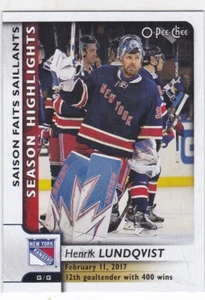 HENRIK LUNDQVIST 2017-18 17-18 OPC O-PEE-CHEE SEASON HIGHLIGHTS SP #559 RANGERS - Picture 1 of 1