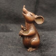 Chinese Antique Purple Bronze Blessed Rat Holding Son Tea Pet Statue
