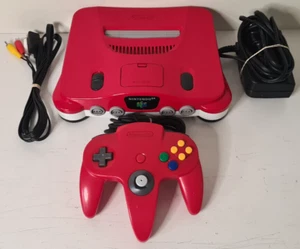 NINTENDO 64 N64 VIDEO GAME CONSOLE RARE RED COLOUR COMPLETE NUS-001 - Picture 1 of 9